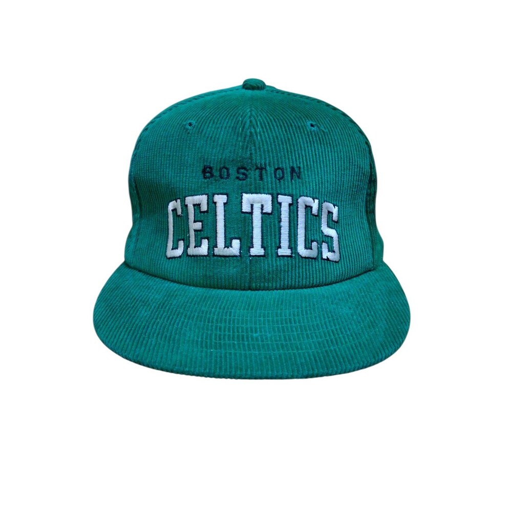 Vintage 90s Boston Celtics Starter Corduroy Snapback Hat NBA Green Spellout